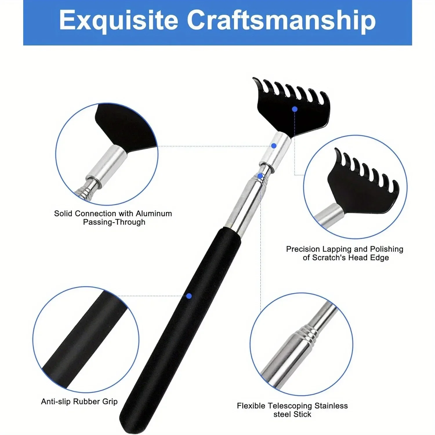 A Metal Telescopic Back Scratcher, Claw Tool with Handle, Perfect as a Gift for an Adult Hand Massager, Suitable for Thanksgivin