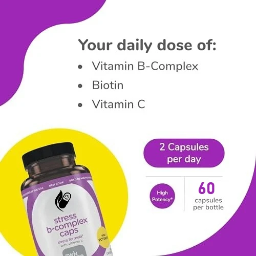Stress B Complex - Highly Absorbed, Active Vitamins B2, B6, B12 and Folic Acid