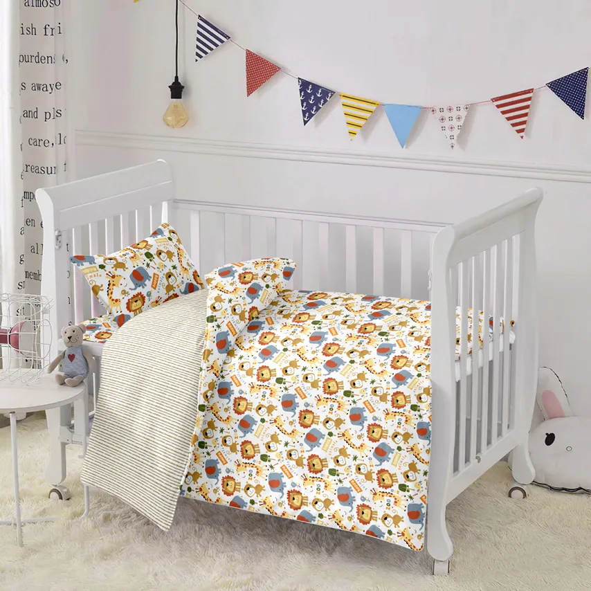 160*50cm Happy Animal Strip Printed Cotton Fabric For Sewing Craft Cloth Quilting Baby Dress Tecido Diy Patchwork Handmade Tissu
