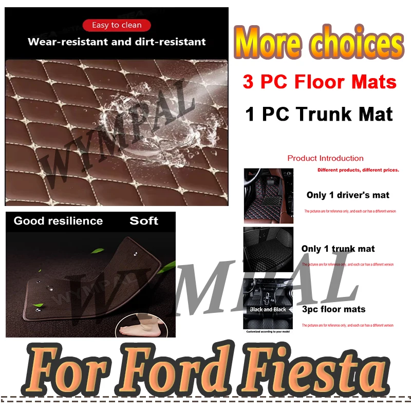 

Luxury Car Floor Mats For Ford Fiesta 2016 2015 2014 2013 2012 2011-2008 Leather Carpets Auto Waterproof Interior Accessories