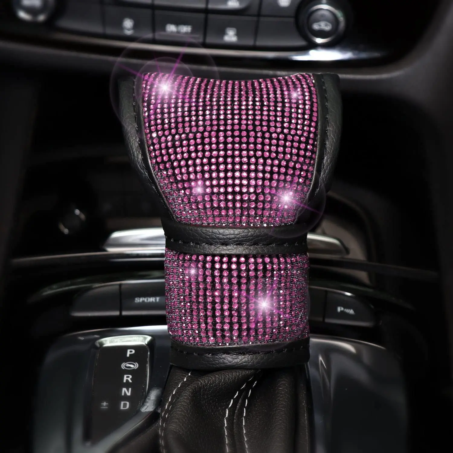 38 cm Bling Auto Zubehör Set Für Frauen Strass Lenkrad Abdeckung Sicherheitsgurt Abdeckungen Getriebe Shift Abdeckung Diamant Tasse Pads – Detail 7