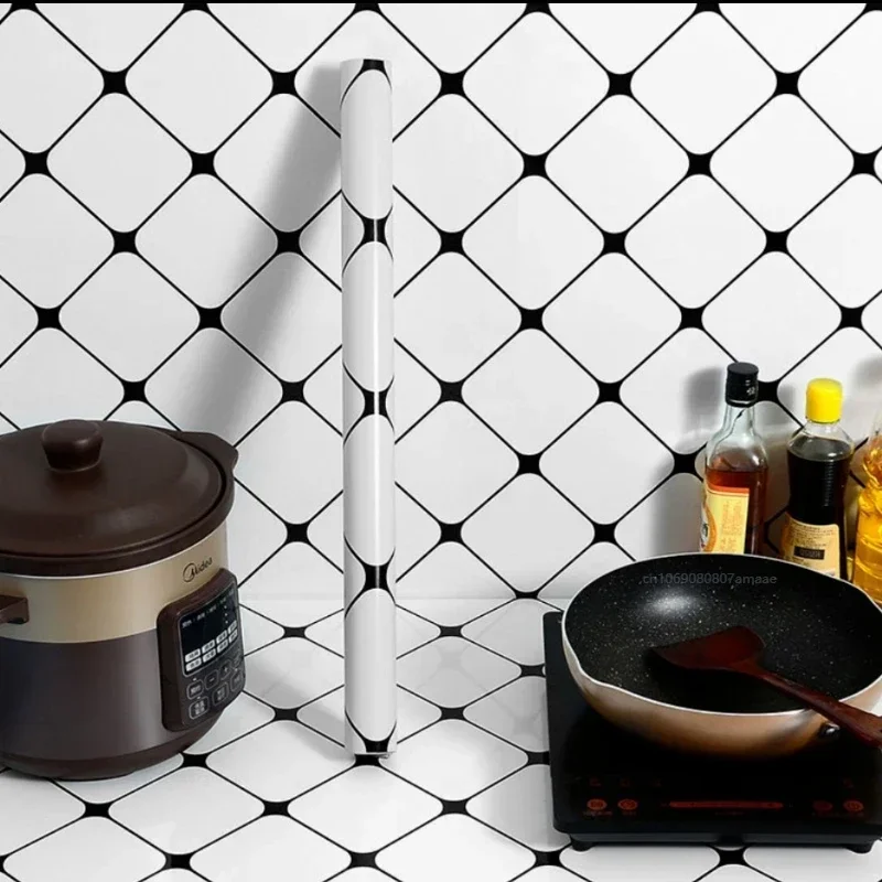 

Grid Kitchen Oil-proof Sticker Fireproof High Temperature Resistant Wall Stickers Self-adhesive Countertop Cabinet Wallpaper