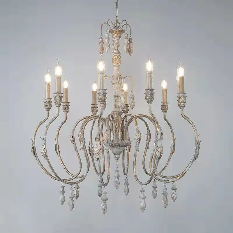Creative American country French retro villa duplex floor restaurant hotel chandelier