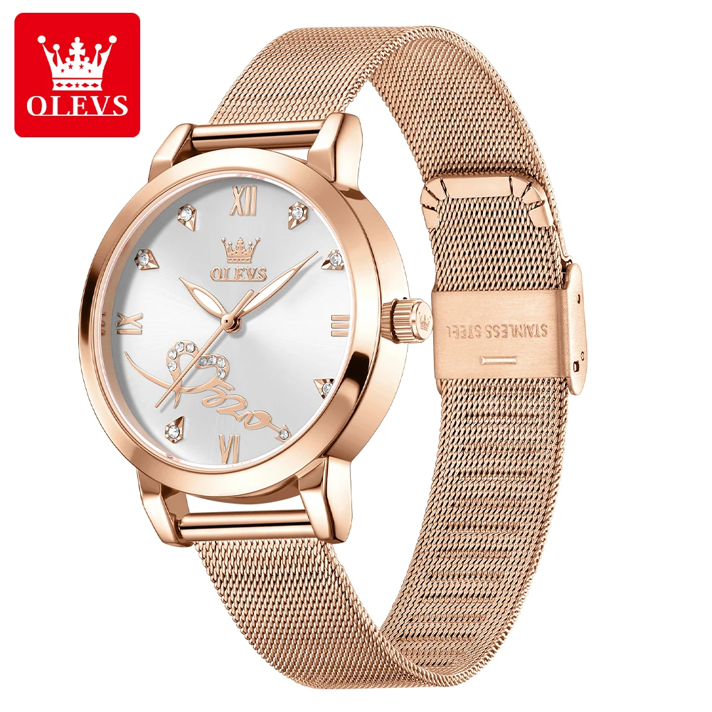 OLEVS New Ladies Quartz Watch Elegant Original Waterproof Stainless steel Luminous Top Brand Ladies Wristwatch Women's Watches
