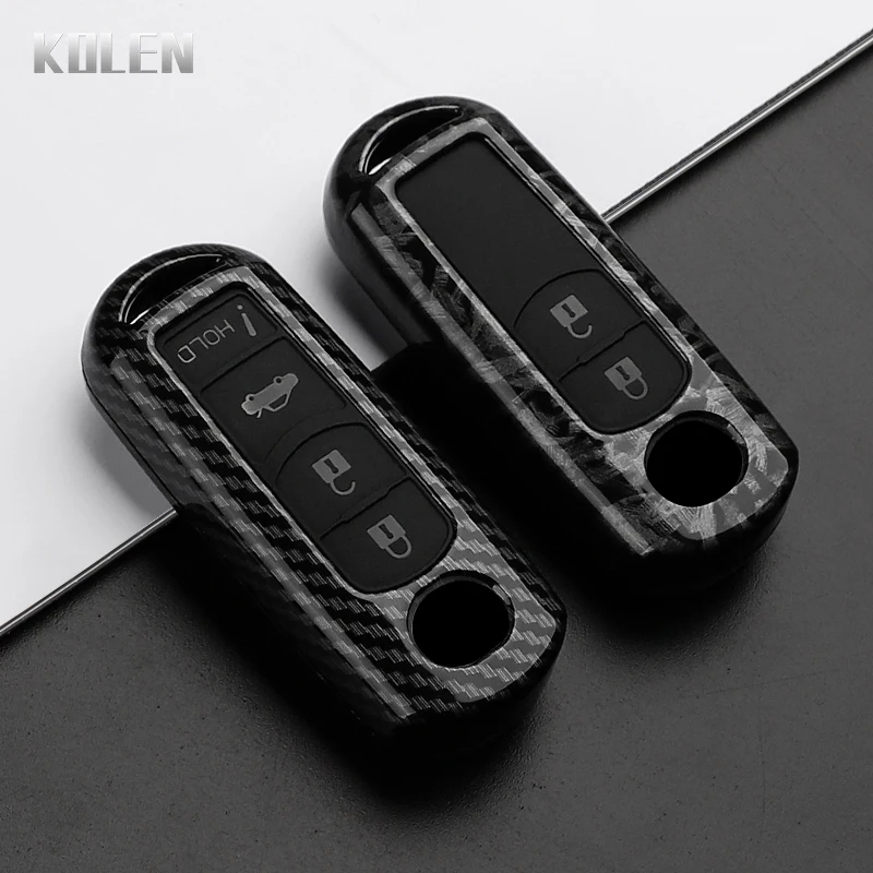 2 3 4 botones ABS estilo fibra de carbono funda para llave de coche para MAZDA 2 3 5 6 CX-3 CX-5 CX-7 CX-9 Atenz Speed Miata MX5 Axela CX4