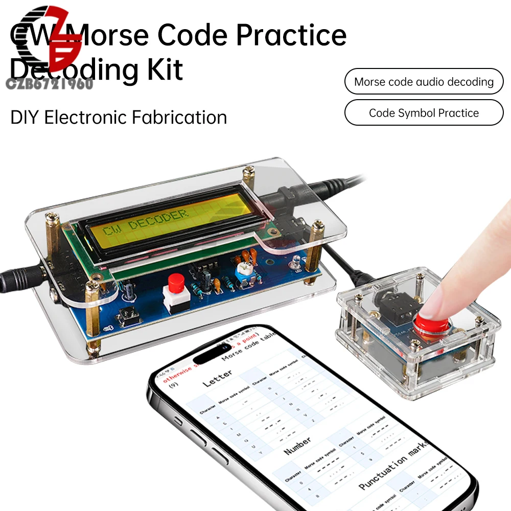 DC9V CW Decoder Morse Code Reader DIY CW Trainer Decoder Kit LCD Display Radio Circuit Board Electronic Welding Practice Kits