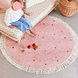 Tassel Carpets for Living Room Round Children Bedroom Plush Rug Large Area Home Decoration IG Cute Bedside Mat ковер Tapete 러그