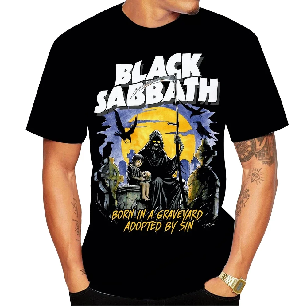 3D-gedrucktes Sommermode Street Hip-Hop Trend Cool Black Casual T-Shirt Herren Top
