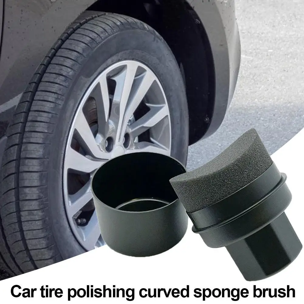 Car Wheel Polishing Waxing Curved Tire Sponge Brush With Cover Tire Clean Contour Dressing Applicator Pads for Car Accessories