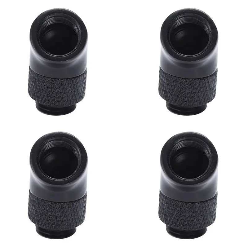 M51K-4X G1/4 Screw Thread 45 Degree Elbow Rotary Brass- Adapter Male To Female Omputer Pc Water Cooling System Black