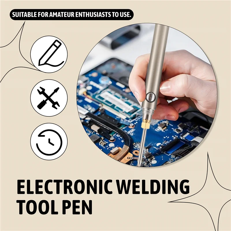 LICE-5V 15W USB Kit Besi Solder Tanpa Kabel 1100Mah USB Alat Besi Solder Perbaikan Pengelasan Pengisi Daya Besi Solder