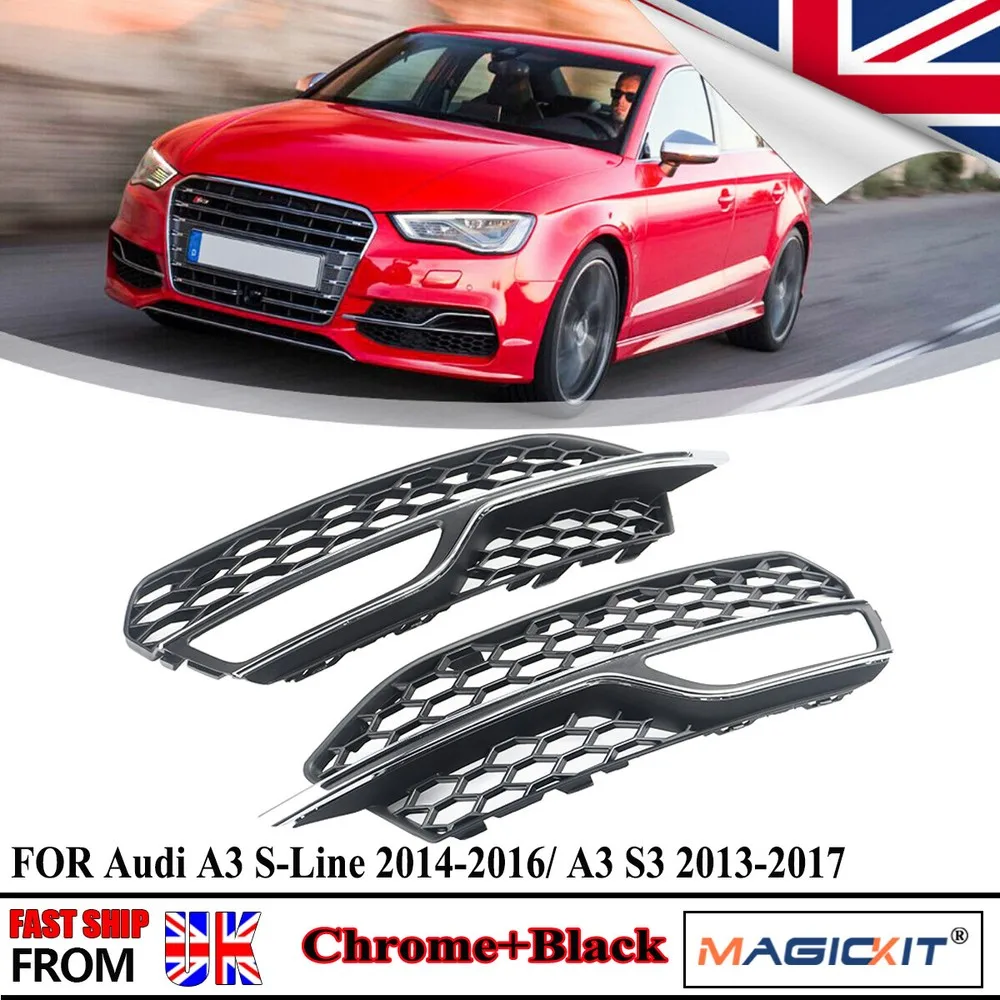 

Для AUDI A3 Чехол для передней противотуманной фары S3 S-Line Convertible 2013 2014 2015 2016, низкий бампер, крышка противотуманной фары, решетка, рамка
