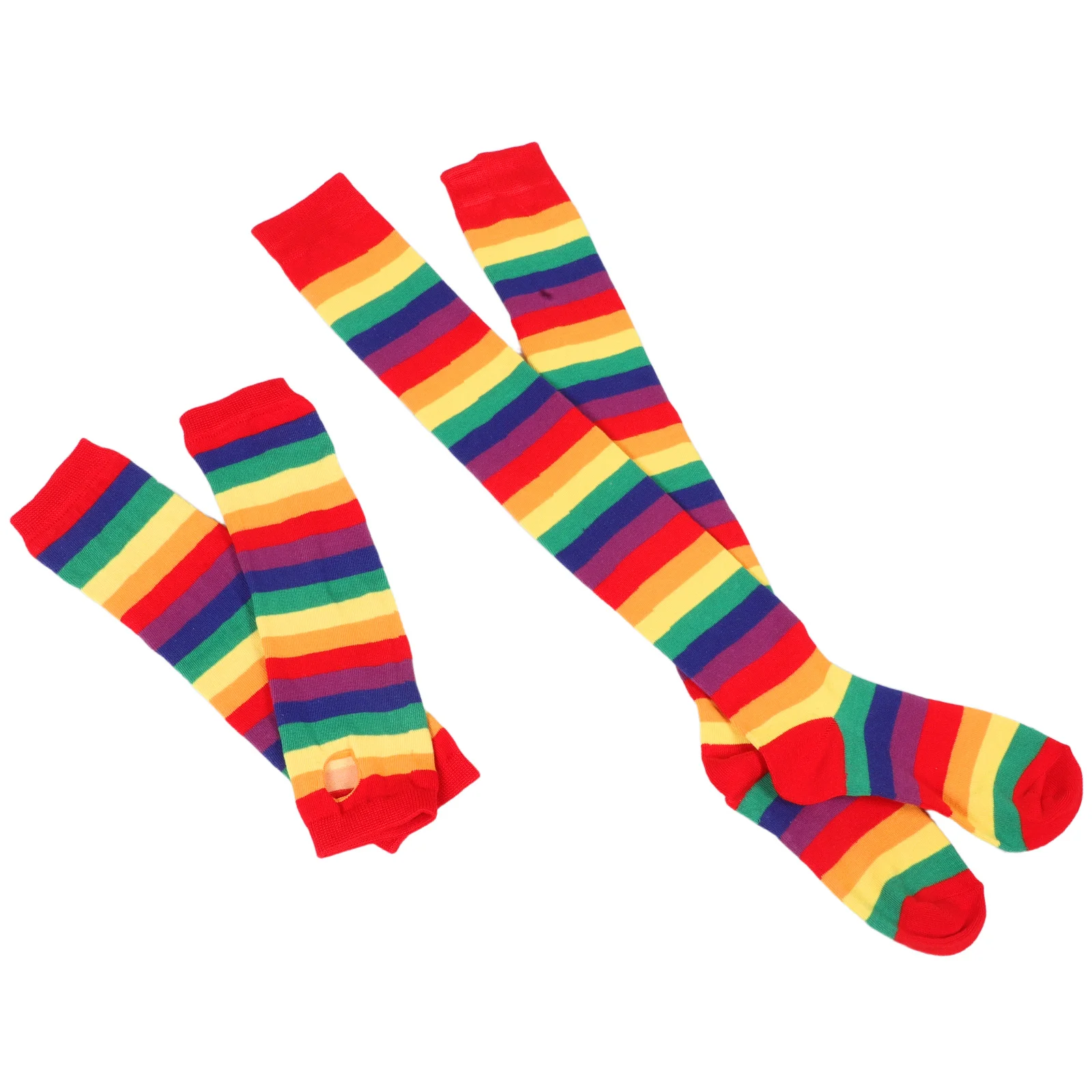 줄무늬 긴 양말 핑거리스 장갑 세트 할로윈 코스프레 테마 이벤트를위한 생생한 파티 복장 액세서리 높은