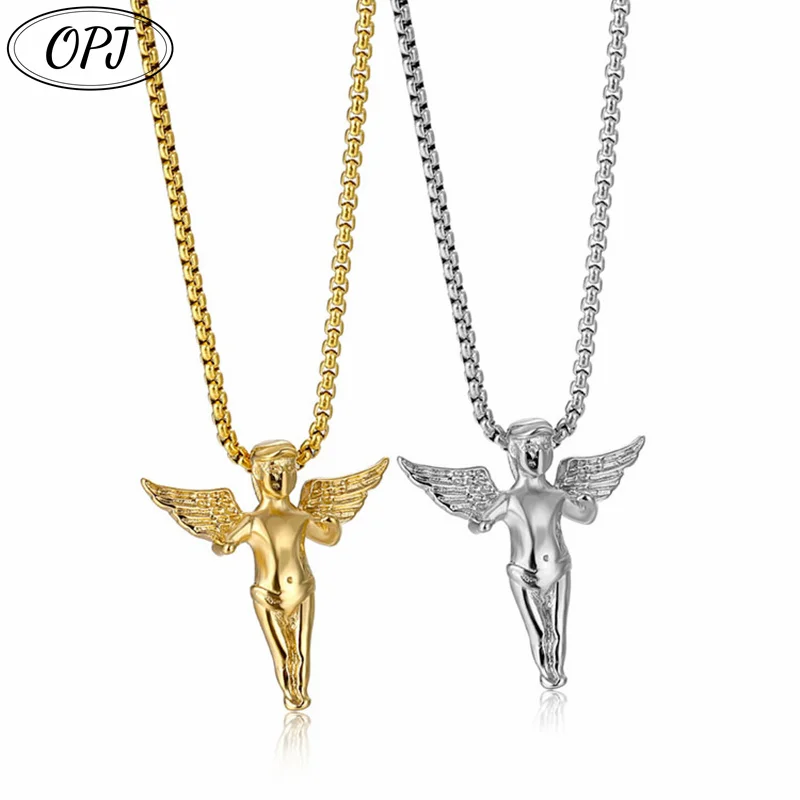 

Gold Color Angel Pendant Necklace for Men,Vintage Personalized Stainless Steel Pendant Necklace, Sweater Chain Collars Gifts