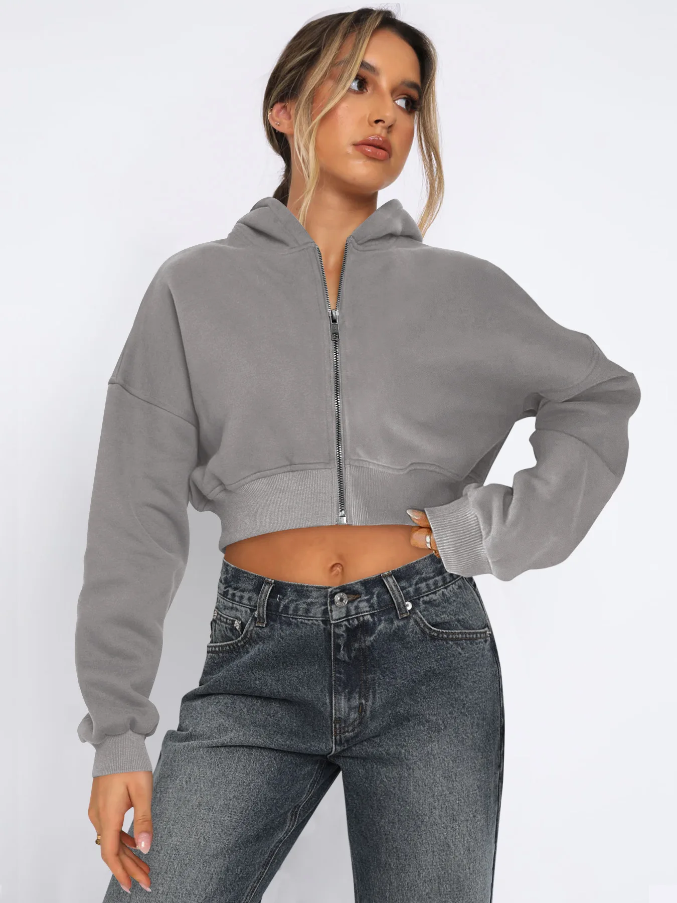 2025 Fall Winter New Arrival Women's Long-Sleeve Hoodie Zip-Up Cardigan Hooded Casual Jacket for Women Y2k Clothing Tops