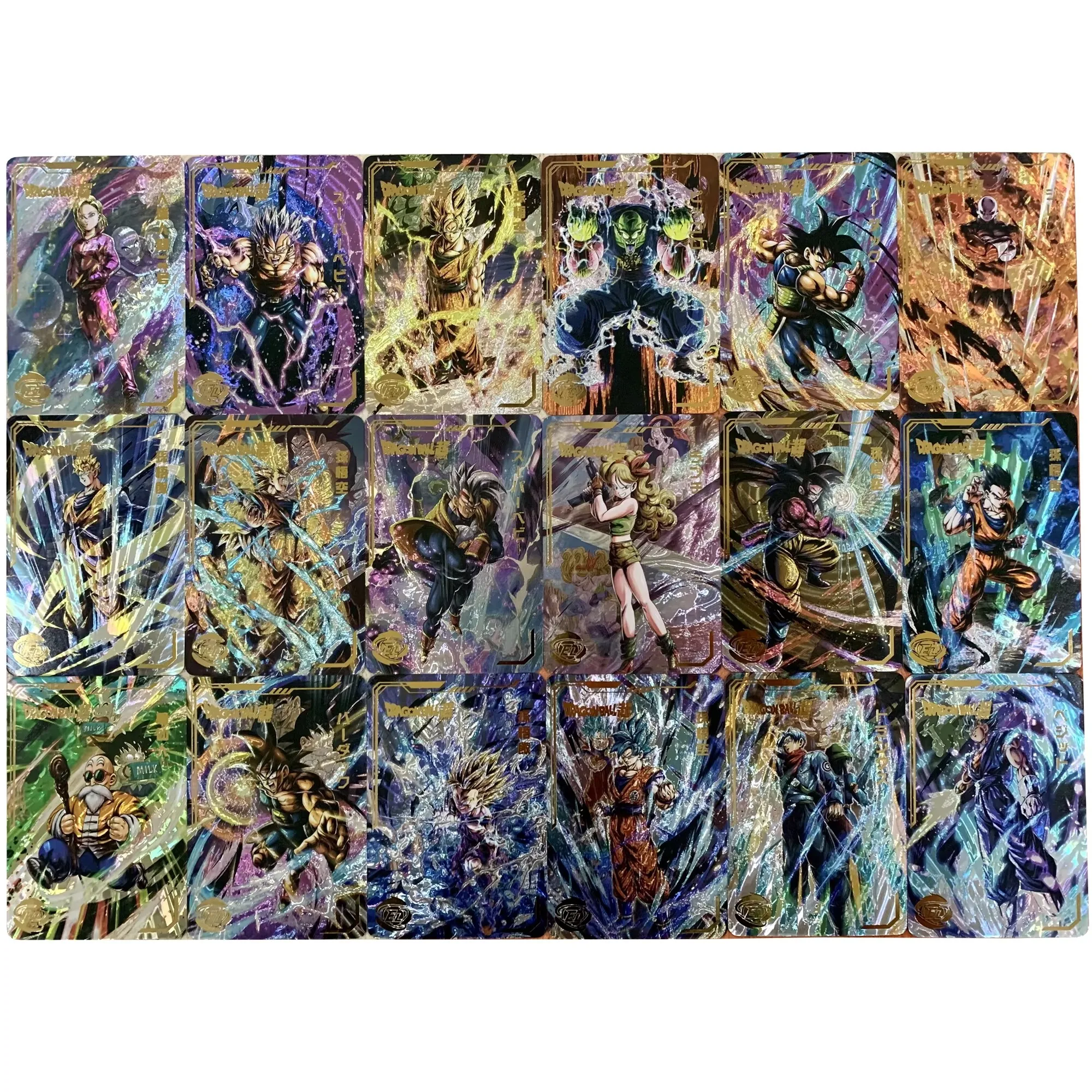 54 قطعة/المجموعة لعبة دراغون بول سوبر سايان جوكو فيغيتا جوهان ليزر الذهب الساخن فلاش بطاقة لعبة كلاسيكية أنيمي جمع بطاقات لتقوم بها بنفسك دمى هدايا