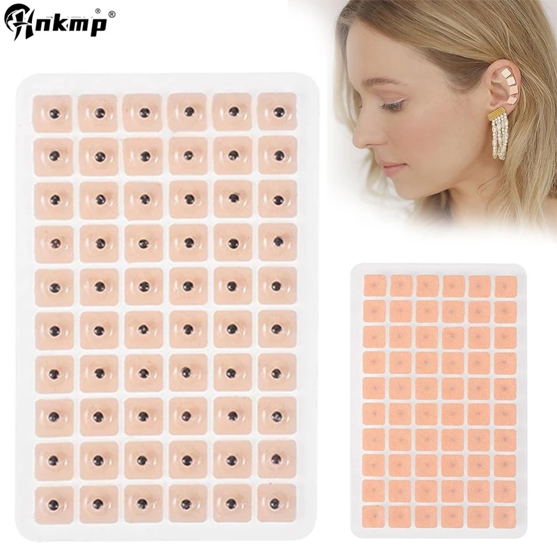 60/300Pcs Relaxation Ear Stickers Therapy Needle Patch Ear Acupuncture Needle Ear Massage Auriculotherapy Vaccaria Seeds Kit