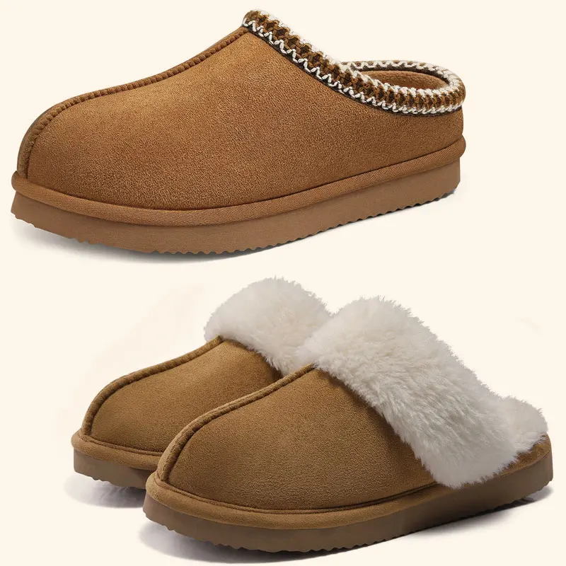 Crestar Women's Winter Fuzzy House Slippers New Warm Soft Sole Non-slip Cotton Shoes Lady Memory Foam Bathroom Platform Slipper