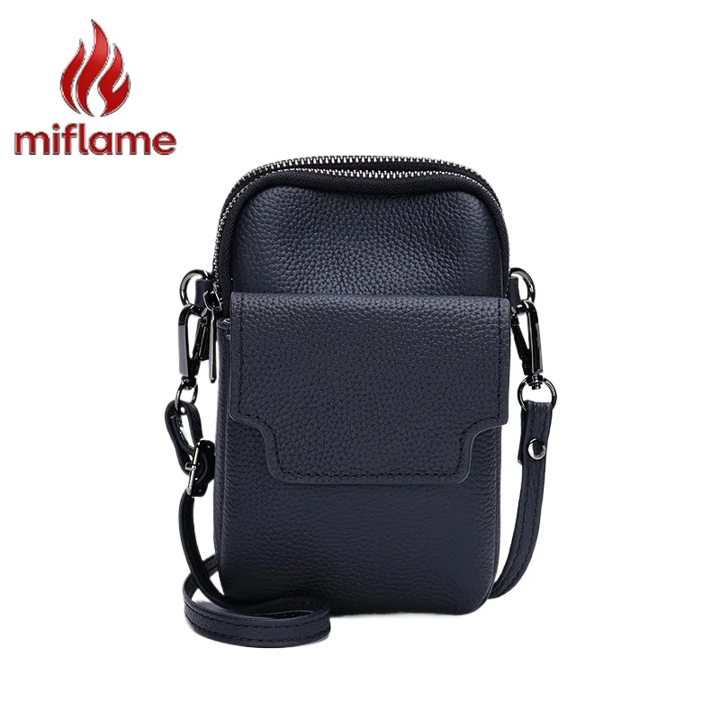 

Mini Crossbody Phone Purse Genuine Leather Top Layer Cowhide Multi-Layer Shoulder Bag Casual Korean Style Wallet