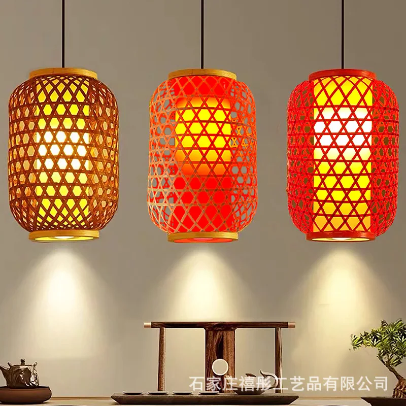 

Bamboo lantern hotel printing advertising chandelier outdoor waterproof Chinese hot pot catering tea house lantern cover decorat