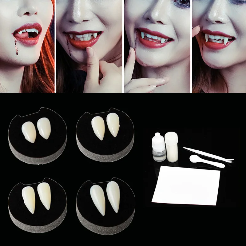 Halloween Vampire Teeth Fangs Dentures Prop Halloween party Costume DIY Cosplay Props Decoration False Teeth With Dental Gum