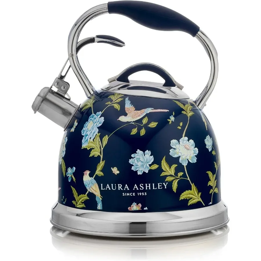 

VQ Elveden Navy 3L Stainless Steel Tea Kettle Stovetop Whistling Teapot for Induction Gas Hob or others with Silicon Coated Coo