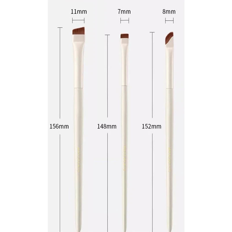 Zestaw 3 pędzli do makijażu, miękkie włókna syntetyczne z drewnianymi uchwytami, zestaw pędzli do kosmetyków do twarzy, nieodpryskujące włosie, elastyczne