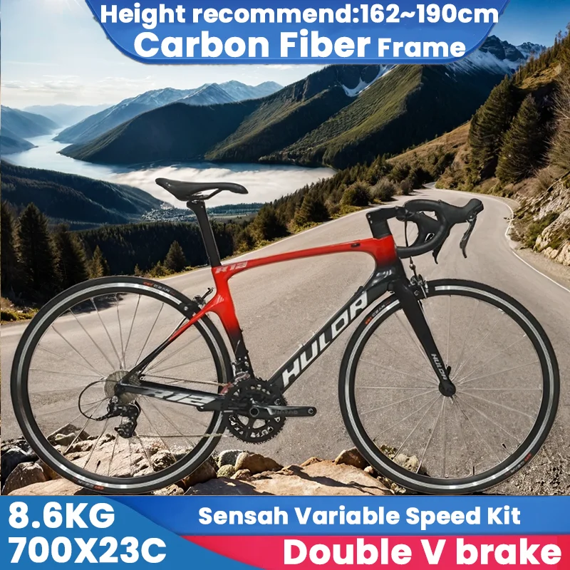 700*23C Carbon Fiber Frame Road Bicycle 11speed MTB Road Racing Adults Internal Wiring Aluminum Alloy V Brake Variable Speed