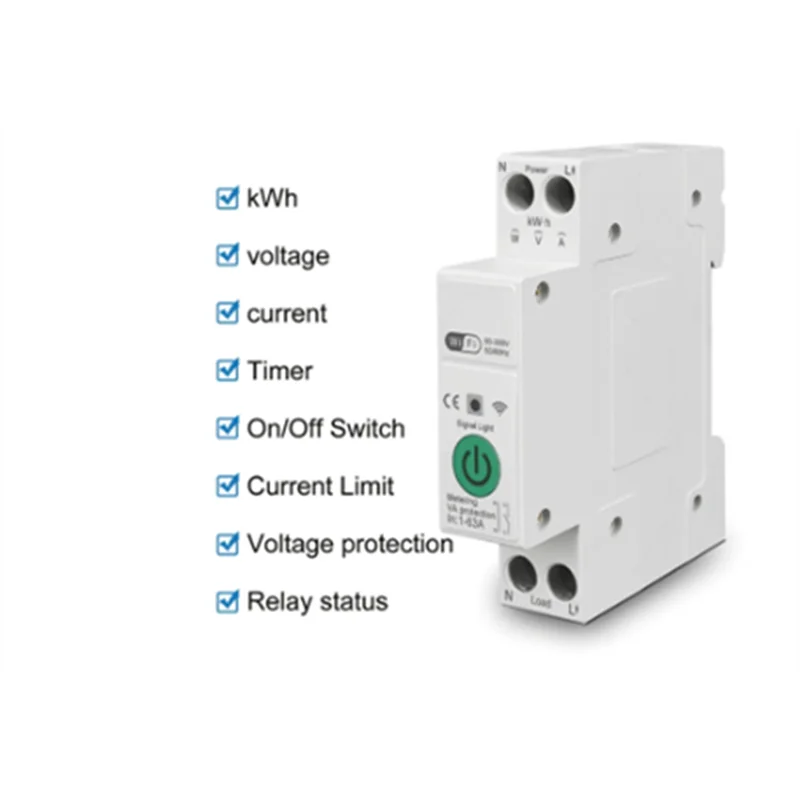 

B04C-Tuya Wifi Smart Circuit Breaker Relay Switch For Google For Home Alexa Over Under Voltage Protector On Din Rail