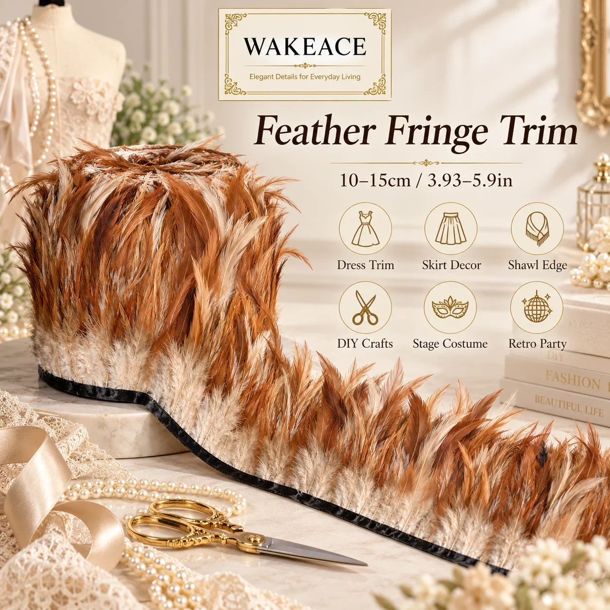 Faux Feather Fringe Trim for Sewing Dress Costume Clothing DIY Crafts Wedding Party Decoration Fashion Accessories