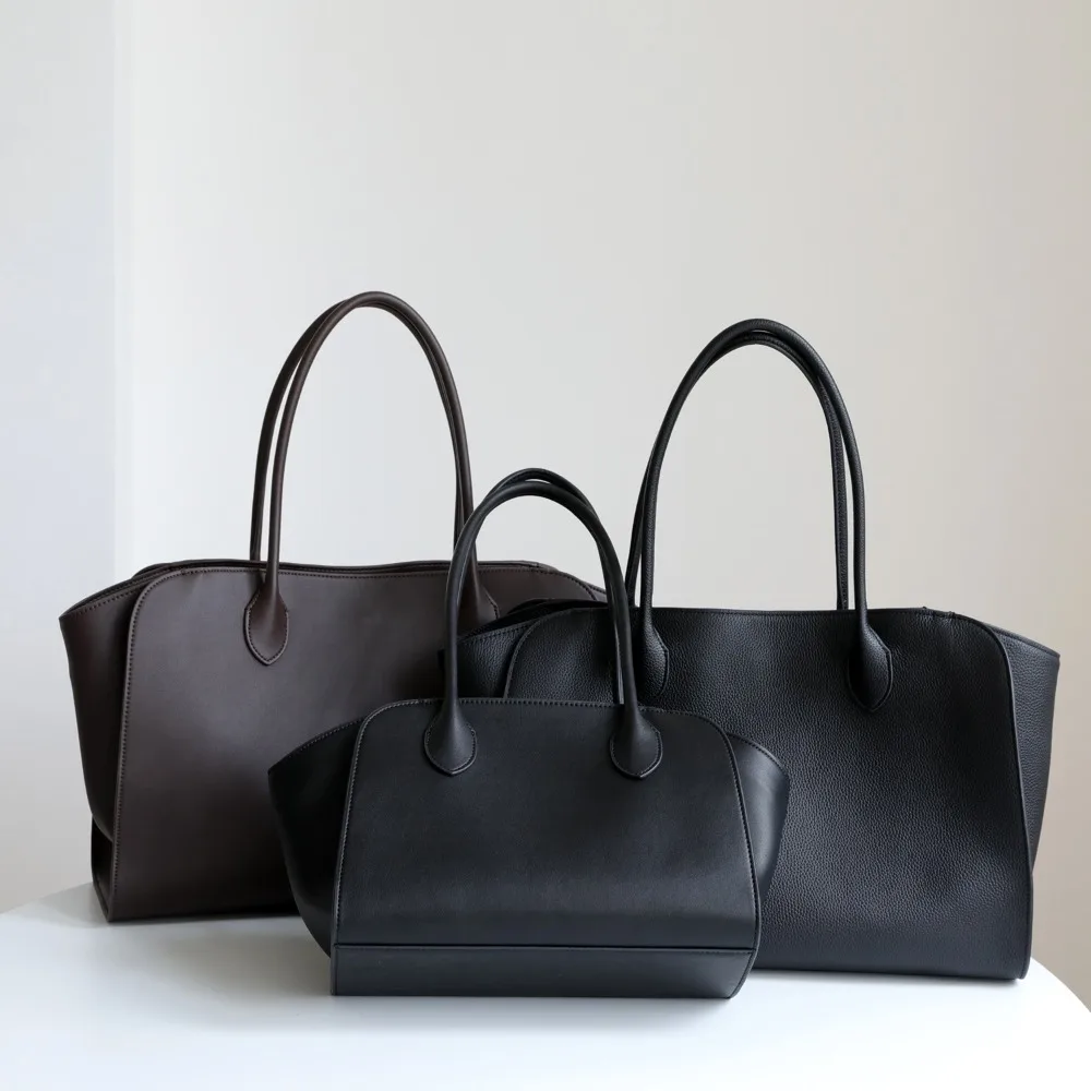 

High-end Large-capacity First-layer Cowhide Fashionable Simple Handbag Shopping Bag Tote Armpit Bag Commuting Leisure Versatile