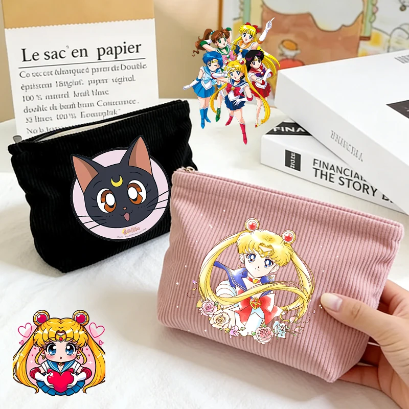 

SailorsMoon Anime Girl Corduroy Travel Cosmetic Bag Portable Kids Cute Vogue Toiletry Purse Women Zipper Makeup Organizer Clutch