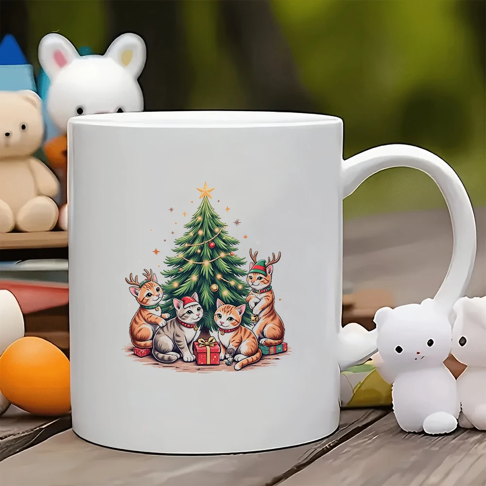 

11oz Cat Tree Christmas Themed Cup + Holiday Gift Christmas Water Cup Children's Family Office Coffee Cup Set