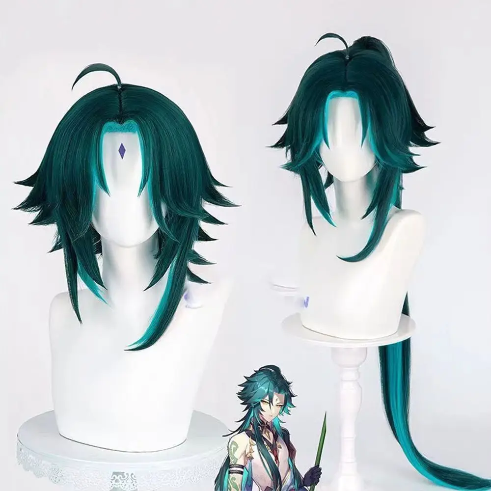 Xiao Cos Wig Genshin Impact Liyue Immortal Guardian Yaksha Custom Color Matching Reverse Warp Easy Shape Anime Cosplay Hairpiece