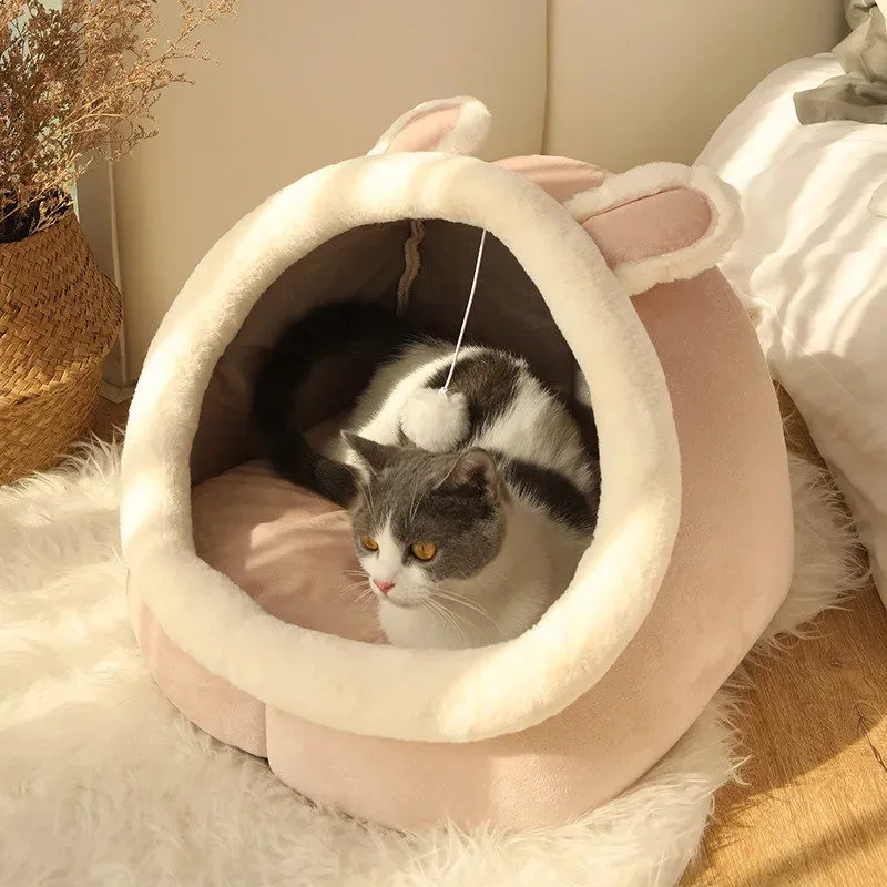 Cat Bed House Kennel Nest Round Pets Sleeping Cave Kitten Beds Pet Basket Cozy Kitten Lounger Cushion Cat House Tent Dog House