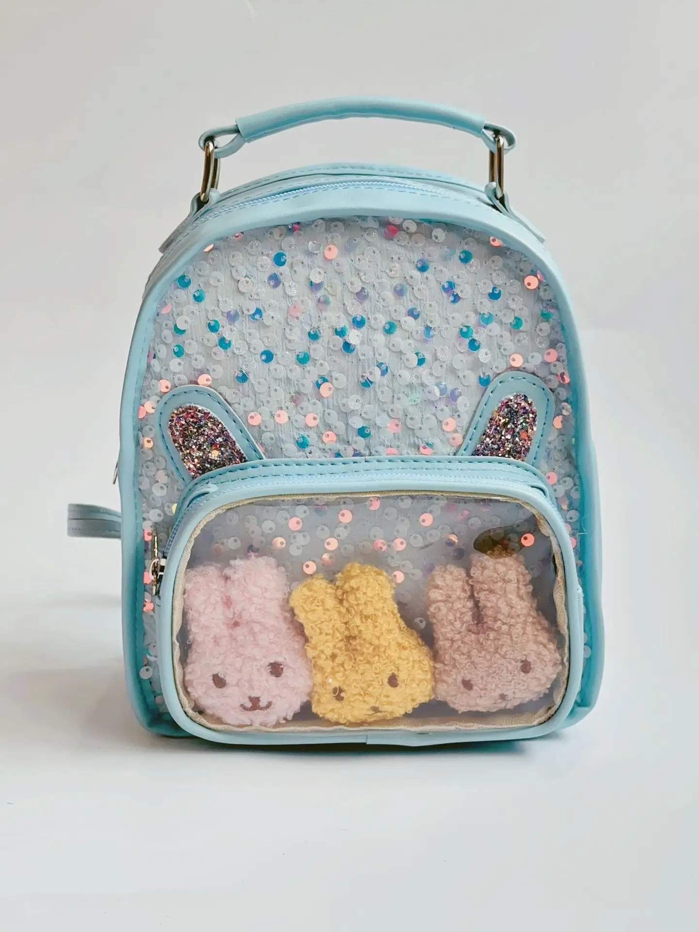 Children\'s New Sequins Fashion Kindergarten Cartoon Cute Three-dimensional Rabbit Girls Daily with Clothing Travel Backpack