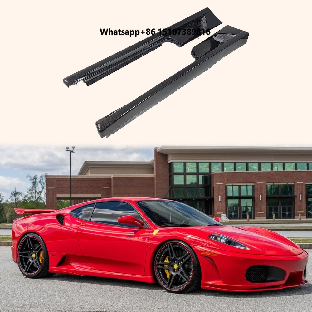 For  F430 430 2005-09 KZ Style 1K Carbon Fiber Vented Side Skirts Add on