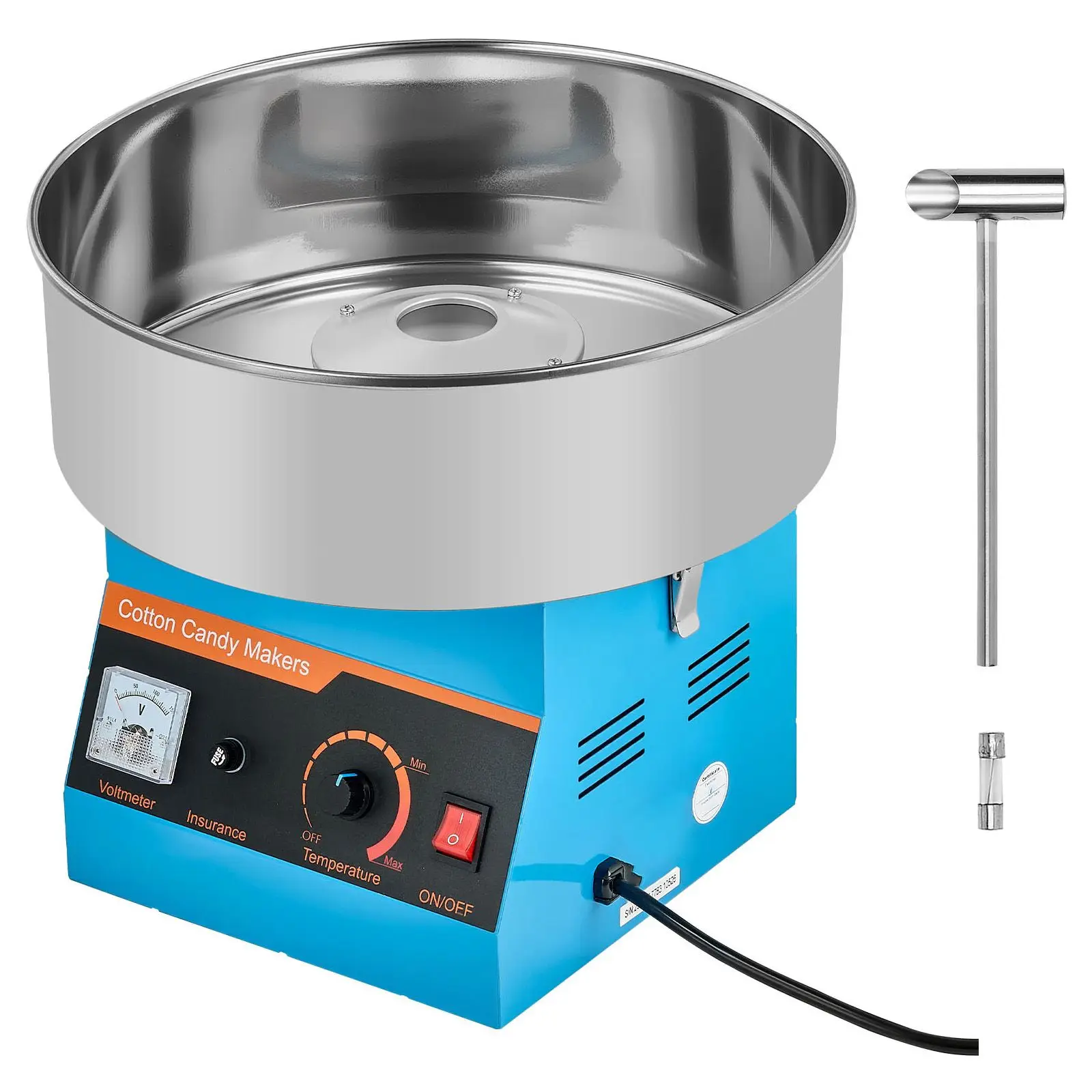 Cotton Candy Machine Commercial, 1000W Electric Candy Floss Maker, Easy Use with 15 Inch Stainless Steel Bowl and Sugar Scoop