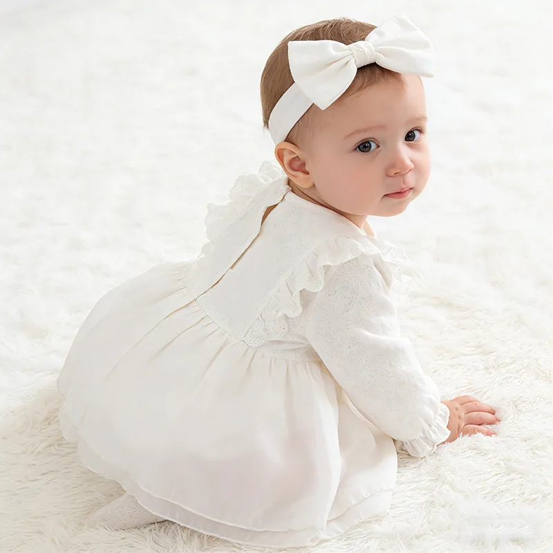 Ruffles Lace Dress for Toddler Baby Girl Cotton Long Sleeve Princess Dresses