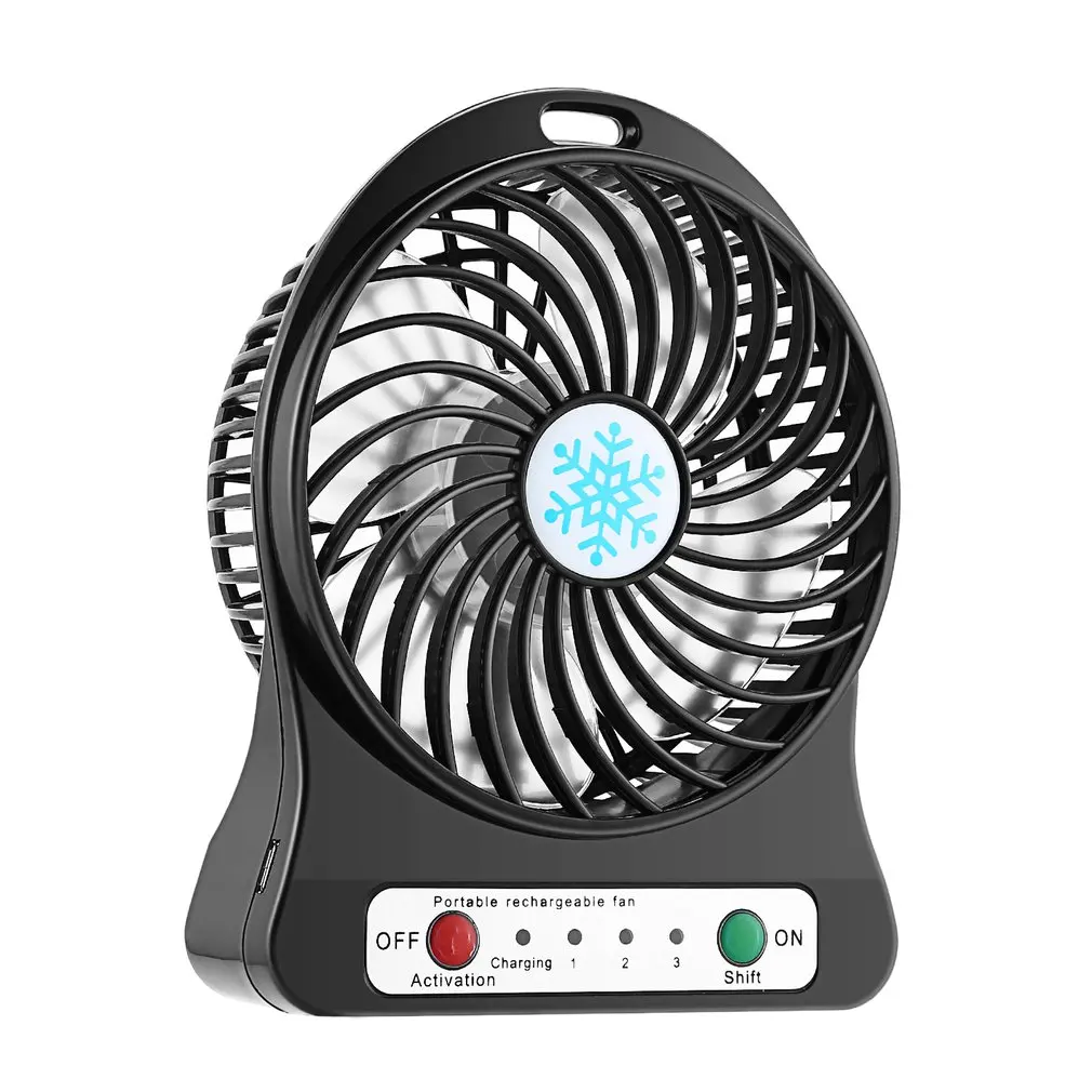 

Portable Mini LED Fan Air Cooler Battery Operated USB Charging Desktop 3 Mode Speed Regulation LED Lighting Function