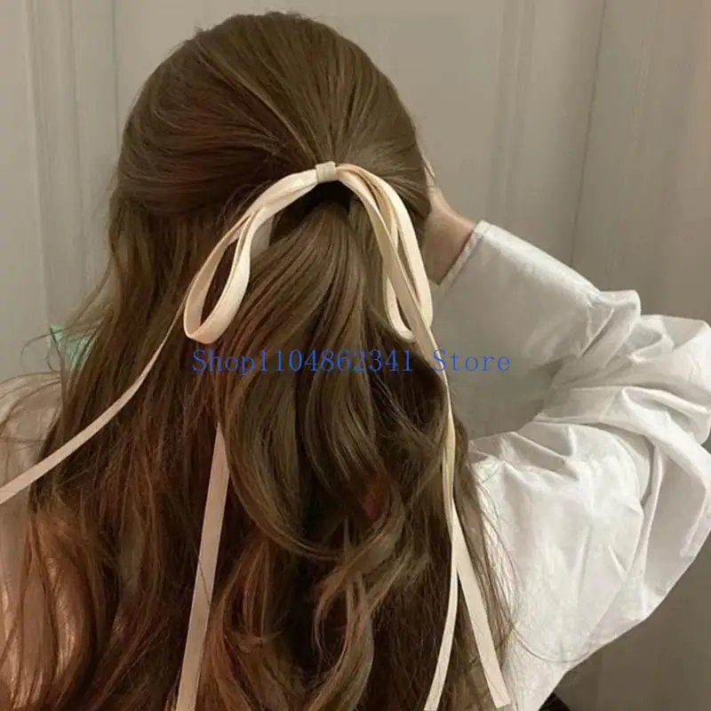 Dây buộc tóc nơ lớn 5asd sành điệu Phụ kiện tóc ruy băng dài thời trang dành cho nữ