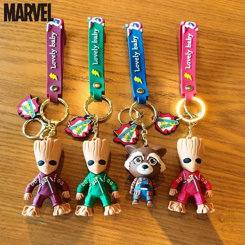 마블 애니메이션 만화 상품 그루트 로켓 라쿤 키체인 남녀공용, 패셔너블하고 다용도 백팩 장식.