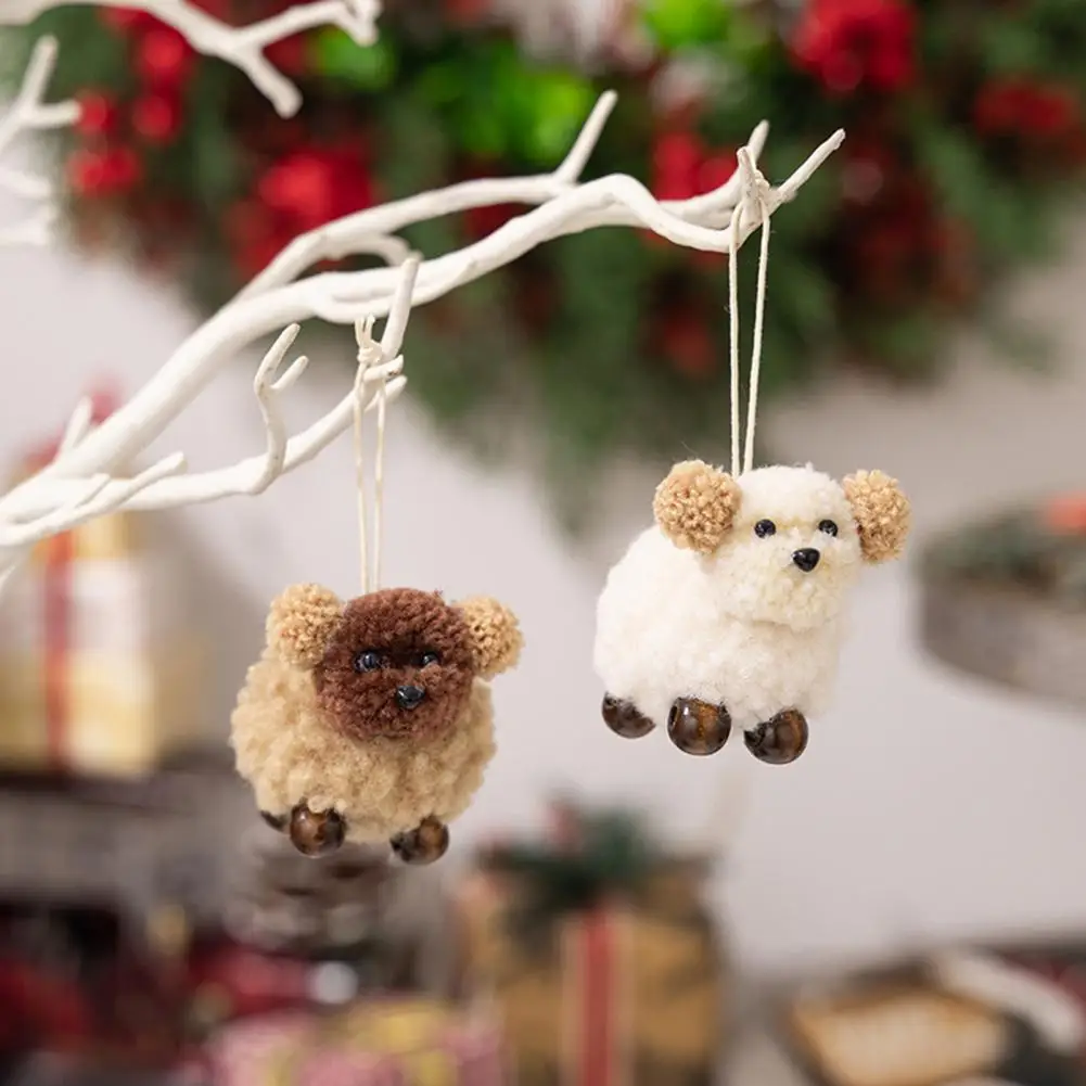 Felt Puppy Pendant Soft Fleece Dog Charm Fluffy Puppy Plush Hanging Ornament Set for Christmas Tree Backpack Cute for Purse