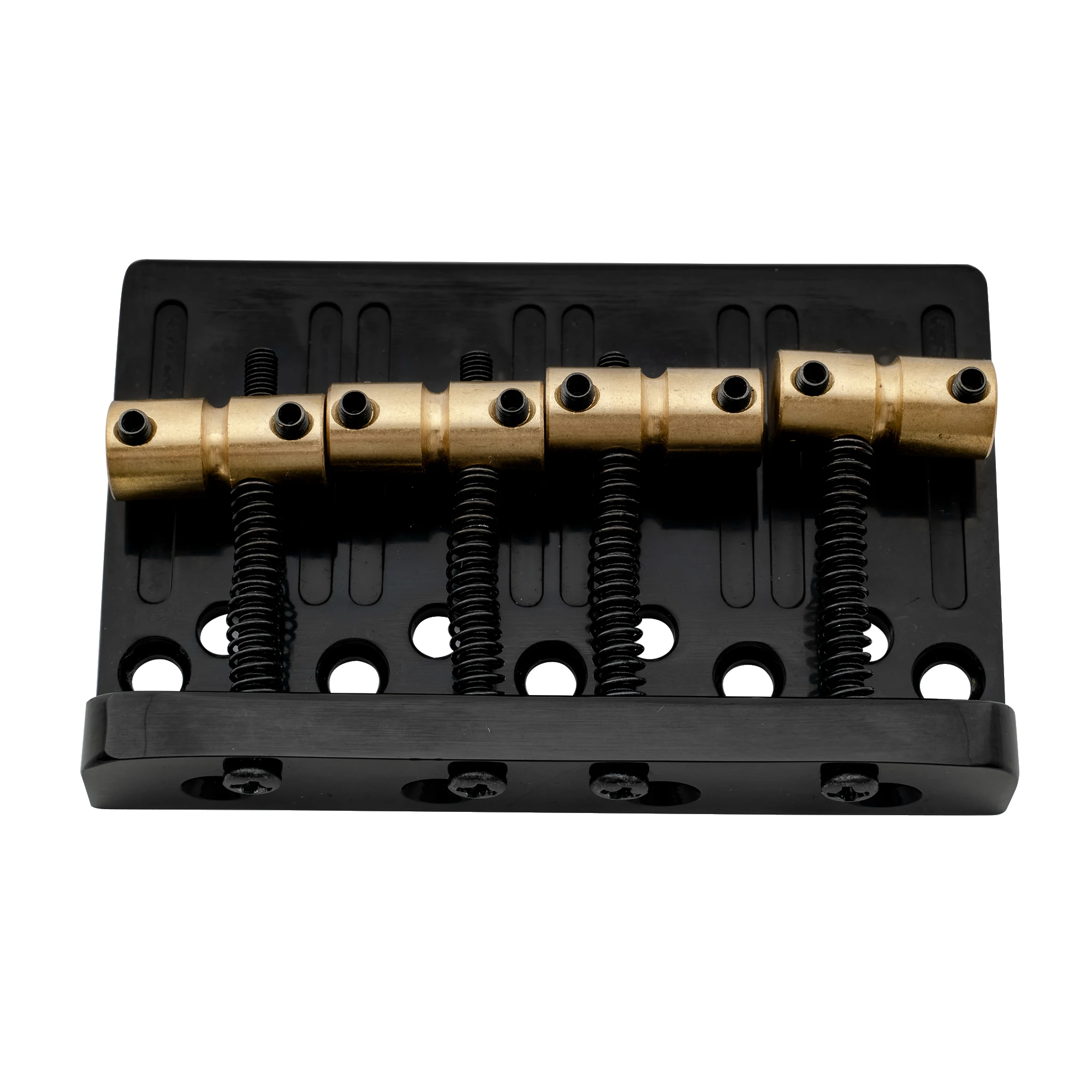 Musiclily Pro 57mm (2-1/4 inch) String Spacing Hardtail Brass Saddles Zinc Alloy Plate 4-String Bass Bridge