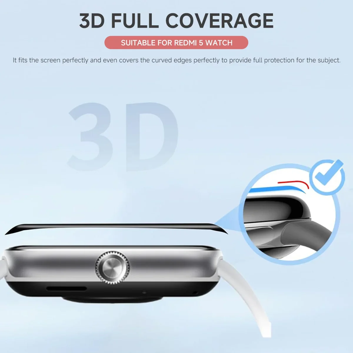 واقي غشاء مركب لساعة Redmi 5 واقي شاشة منحني لساعة Redmi Watch5 Ultra-HD ملحقات حماية كاملة 2027 #5