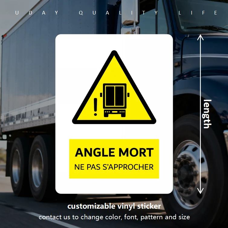 Angle mort – Ne pas s’approcher Blind Spot Keep Clear Warning Sticker for Truck Lorry Car English Arabic Spanish Russian French