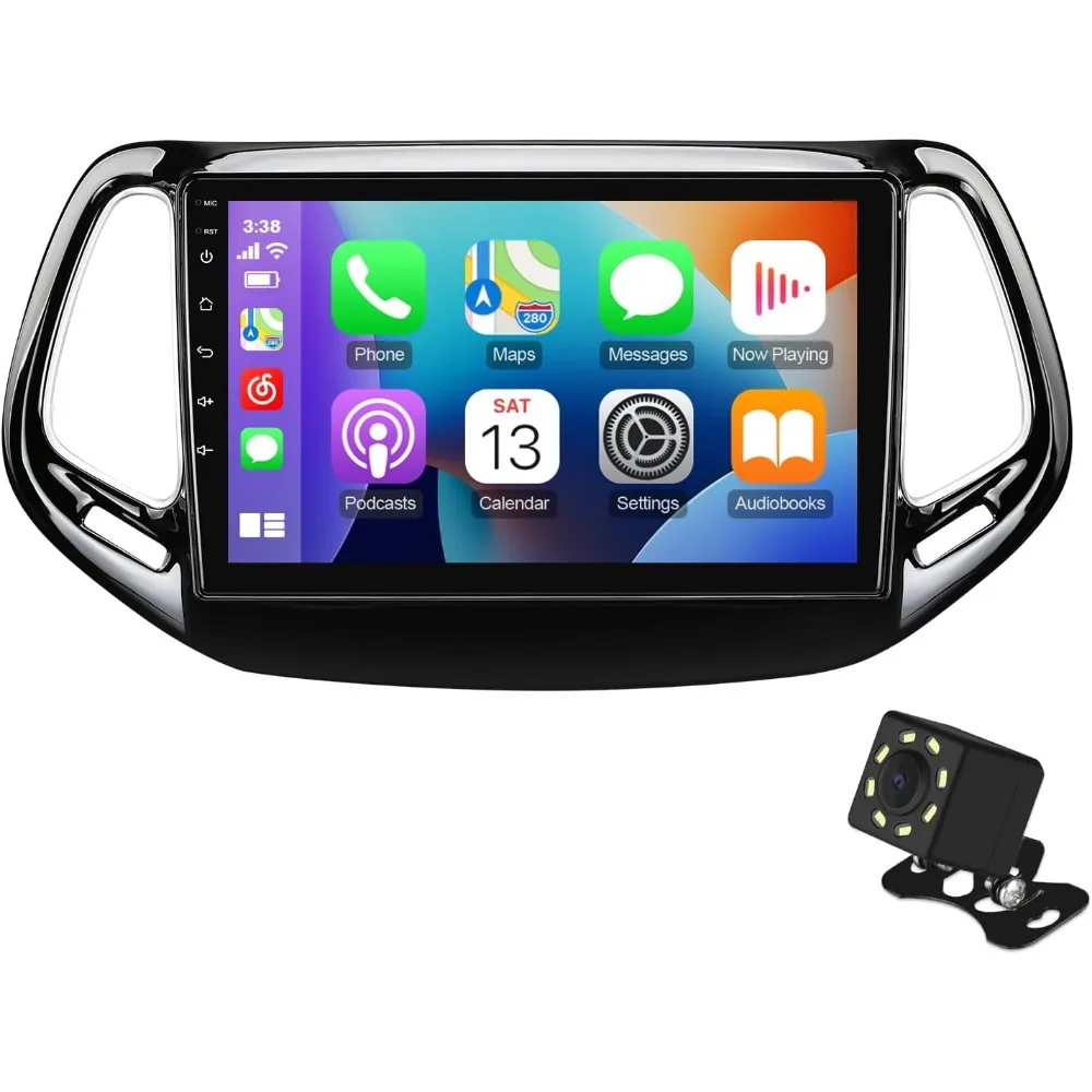 

10.1 IPS Android 13 Car Stereo for 2017-19 Jeep Compass 2MP Wireless CarPlay/Android Auto 2+32GB GPS WiFi6 BT FM Camera SWC