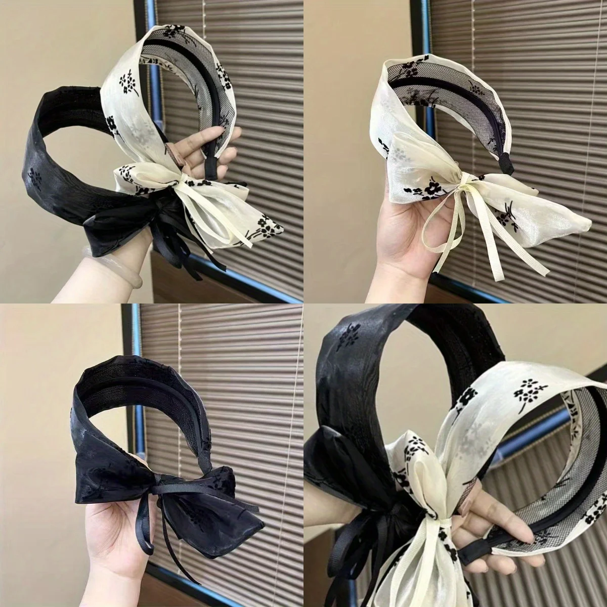 

Elegant Floral Headband Ribbon Detail Wide Design Vintage Versatile for Women Girls Daily Wear Hair Accessories Headwear