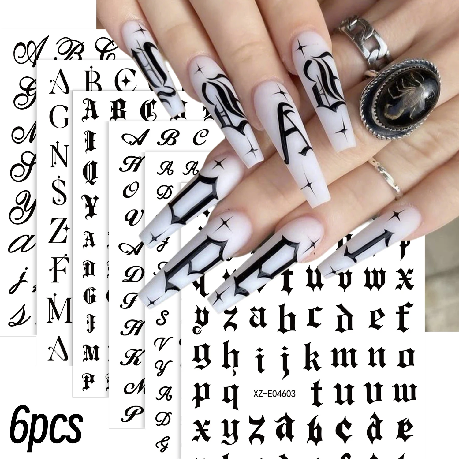 6 pegatinas góticas negras par - Nail Art Vintage reseña y precio