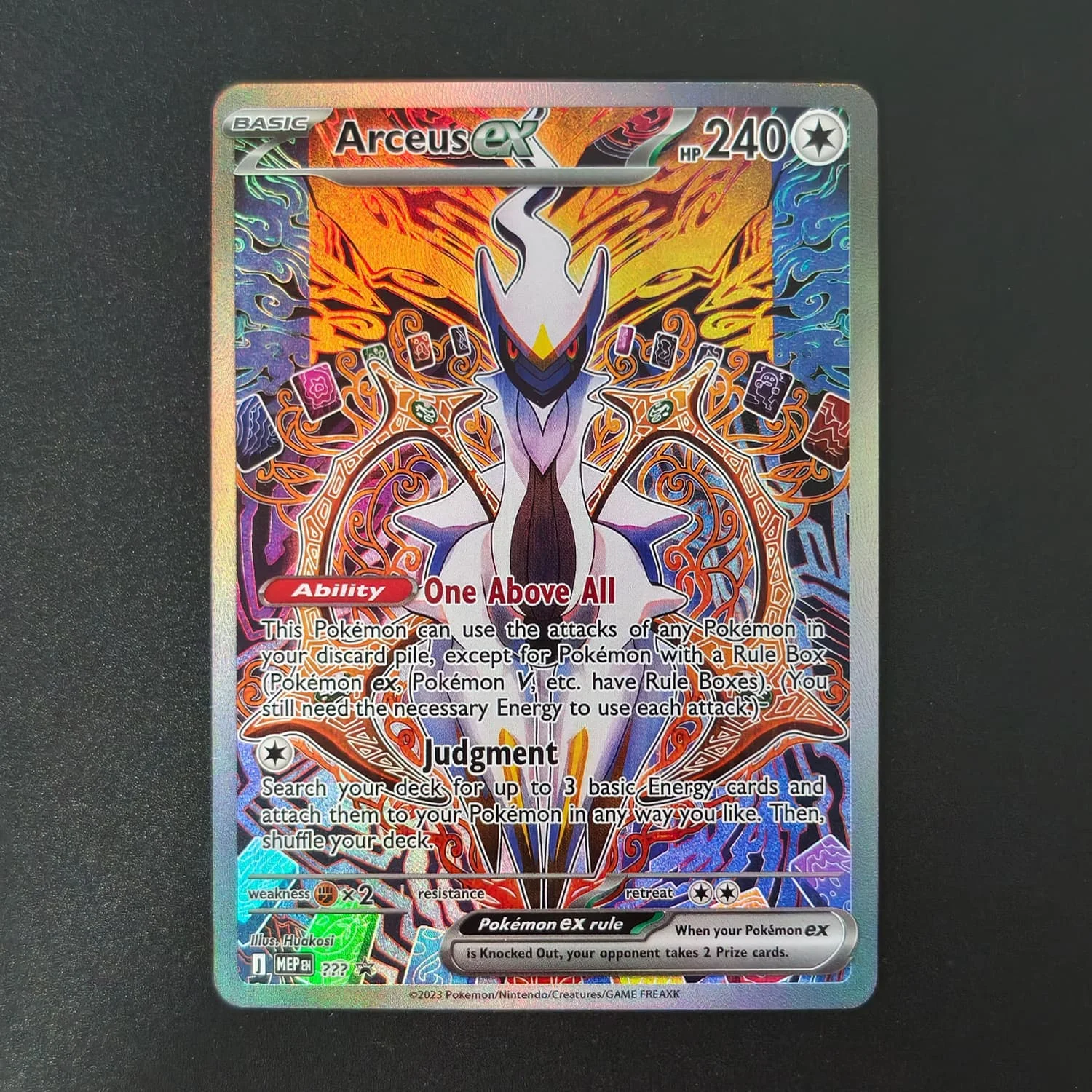 Cartão de Coleção Premium de Anime Pokémon Arceus ex Secret Rare Holográfico com Textura, Versão em Inglês, Arte Completa, Perfeito Estado - Faça Você Mesmo